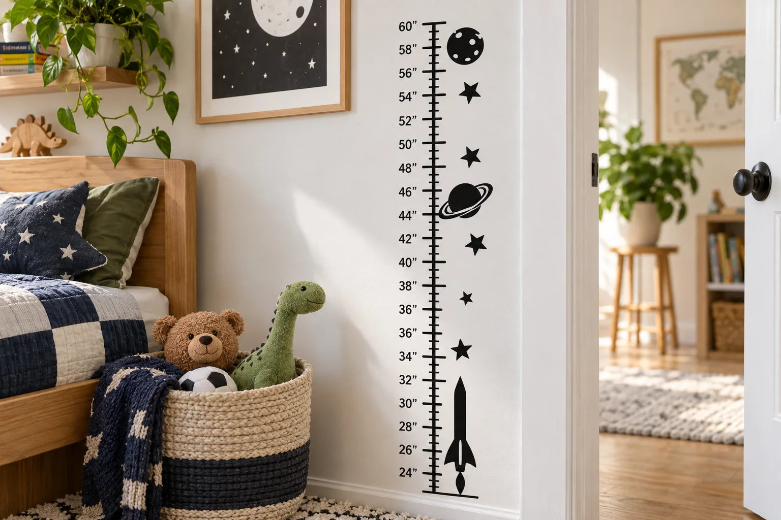 Illustrative Growth Chart Decals vinyl application in a realistic separate close-up lifestyle scene.
