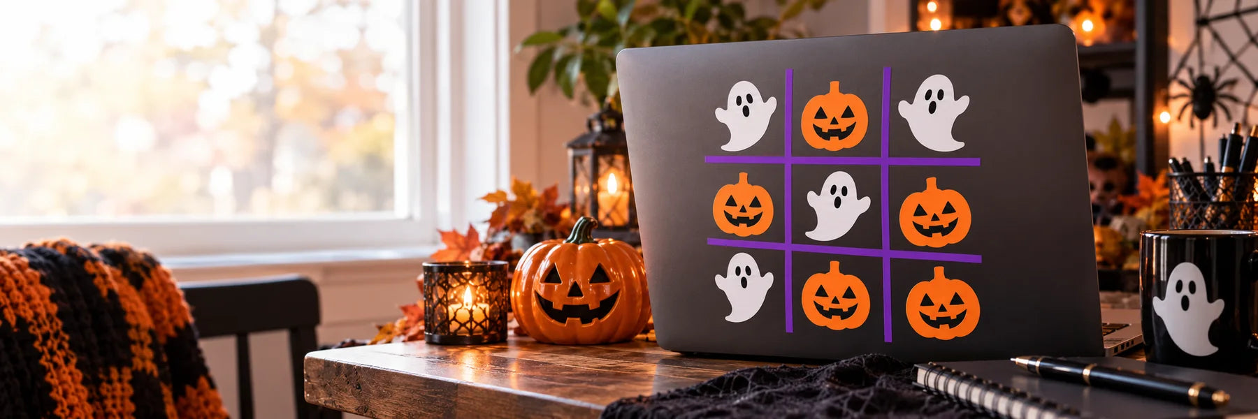 Illustrative Halloween Game Decals vinyl application in a realistic panoramic lifestyle scene.