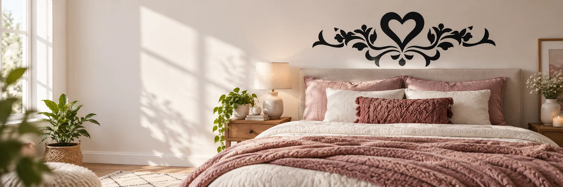 Illustrative Headboard Decals vinyl application in a realistic panoramic lifestyle scene.