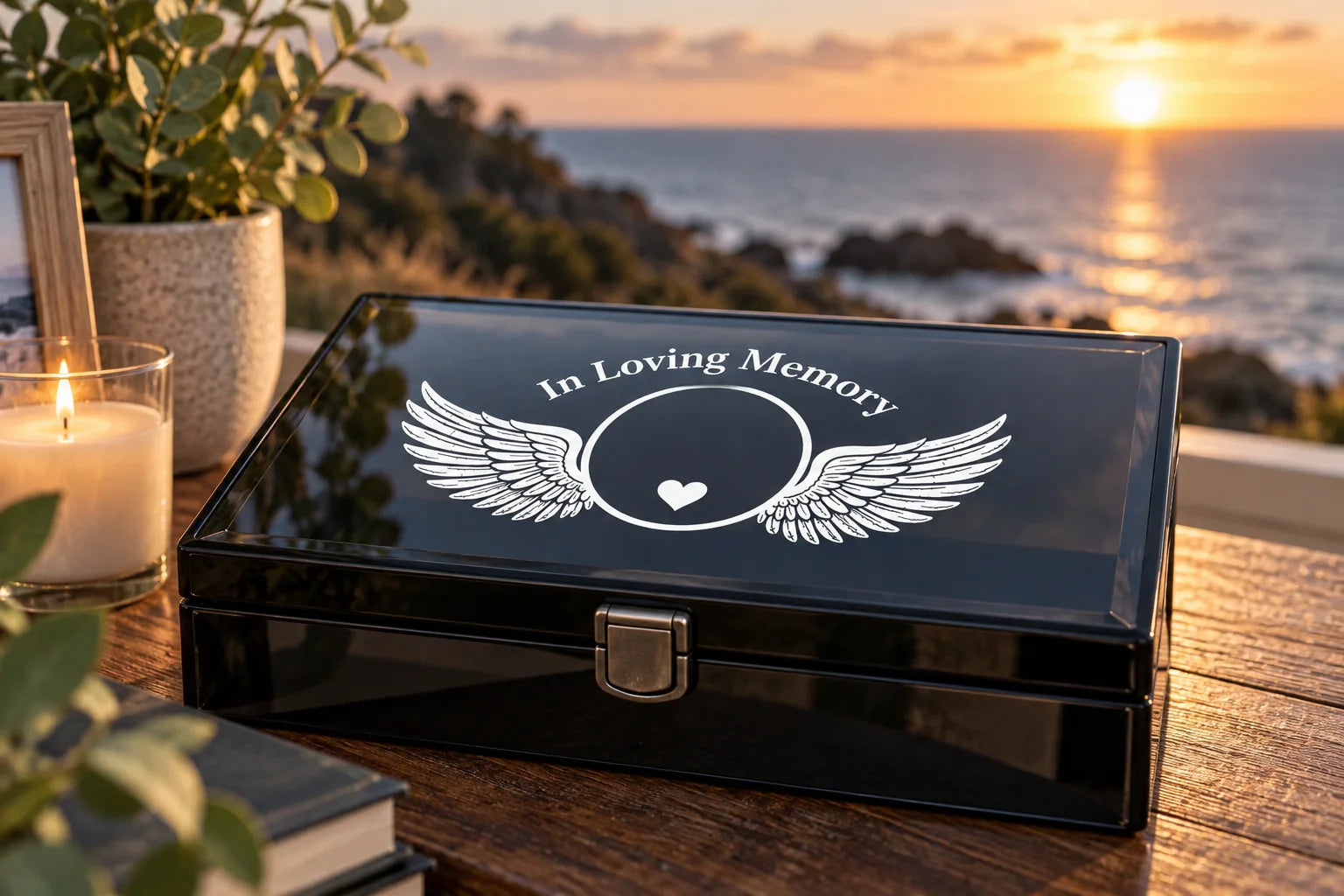 Illustrative In Loving Memory Decals vinyl application in a realistic separate close-up lifestyle scene.