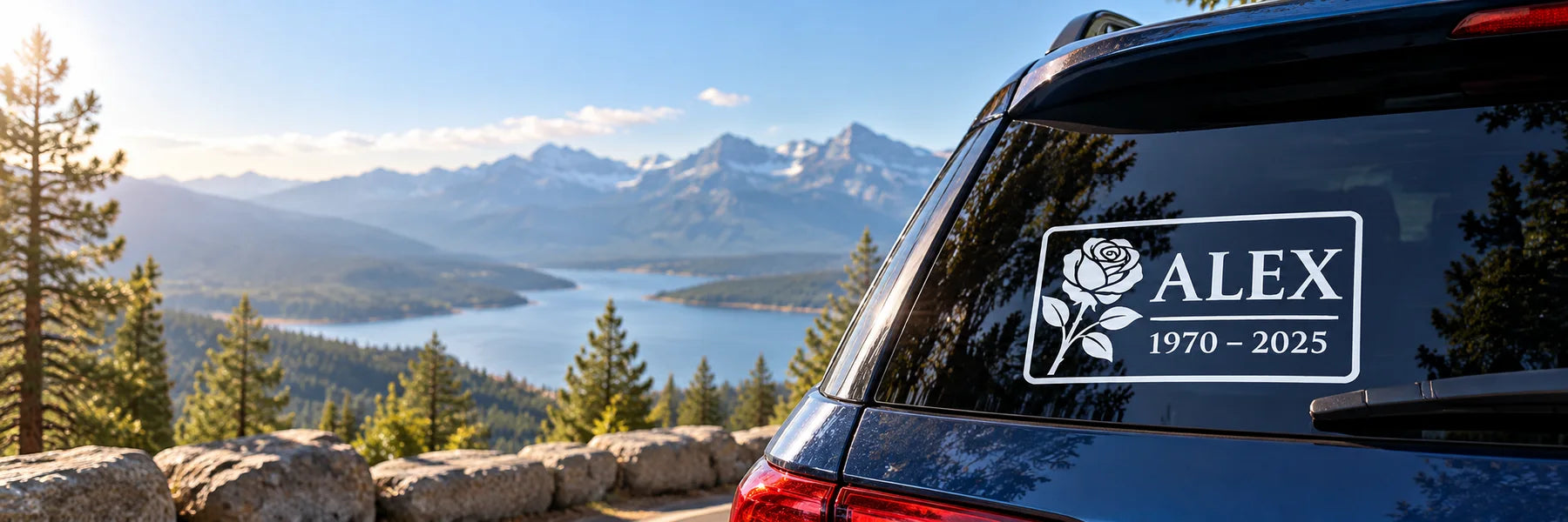 Illustrative Rectangle ILM Stickers vinyl application in a realistic panoramic lifestyle scene.