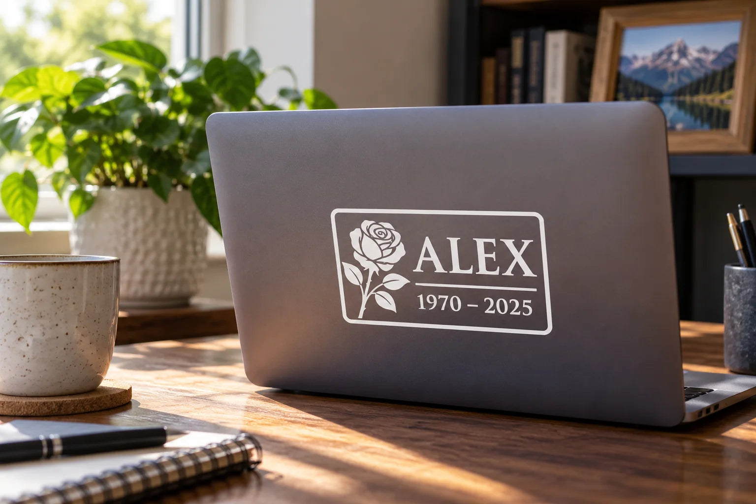 Illustrative Rectangle ILM Stickers vinyl application in a realistic separate close-up lifestyle scene.