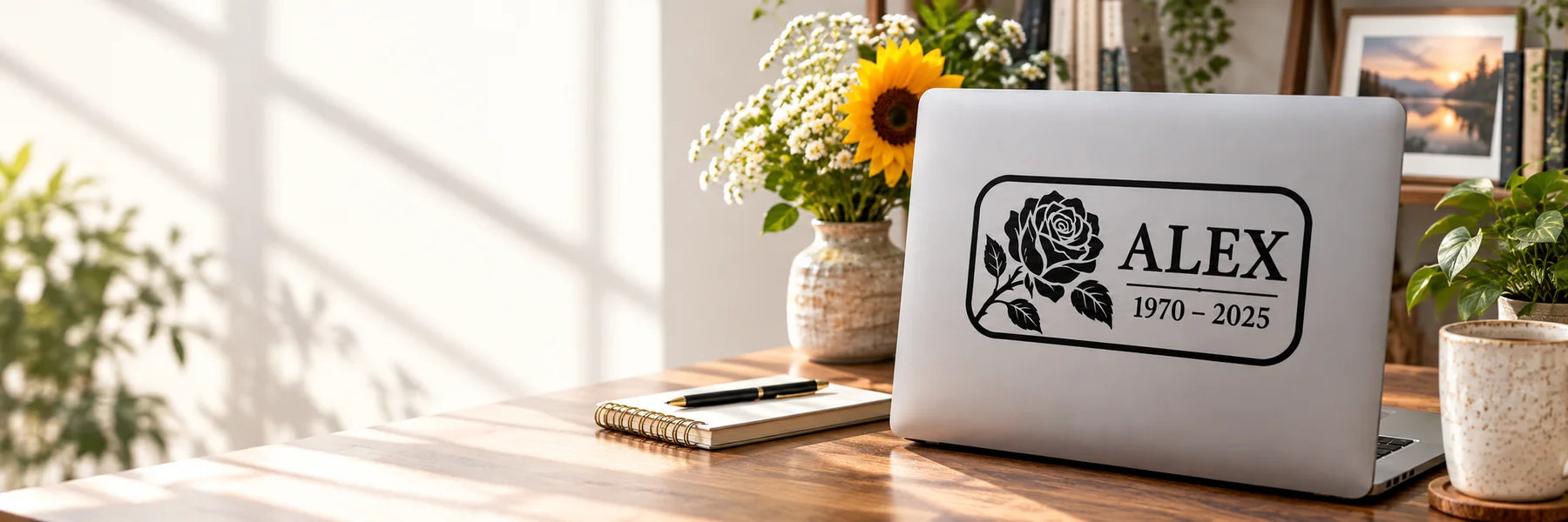 Illustrative Rounded Rec ILM Stickers vinyl application in a realistic panoramic lifestyle scene.