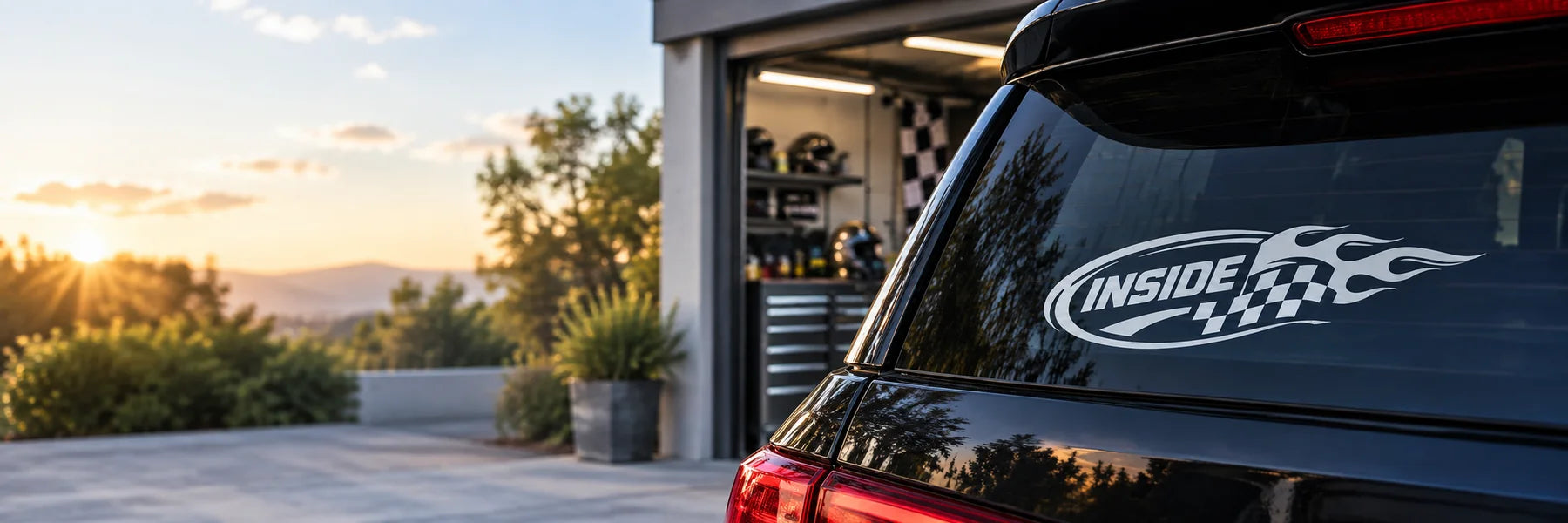 Illustrative Inside Logo Decals vinyl application in a realistic panoramic lifestyle scene.