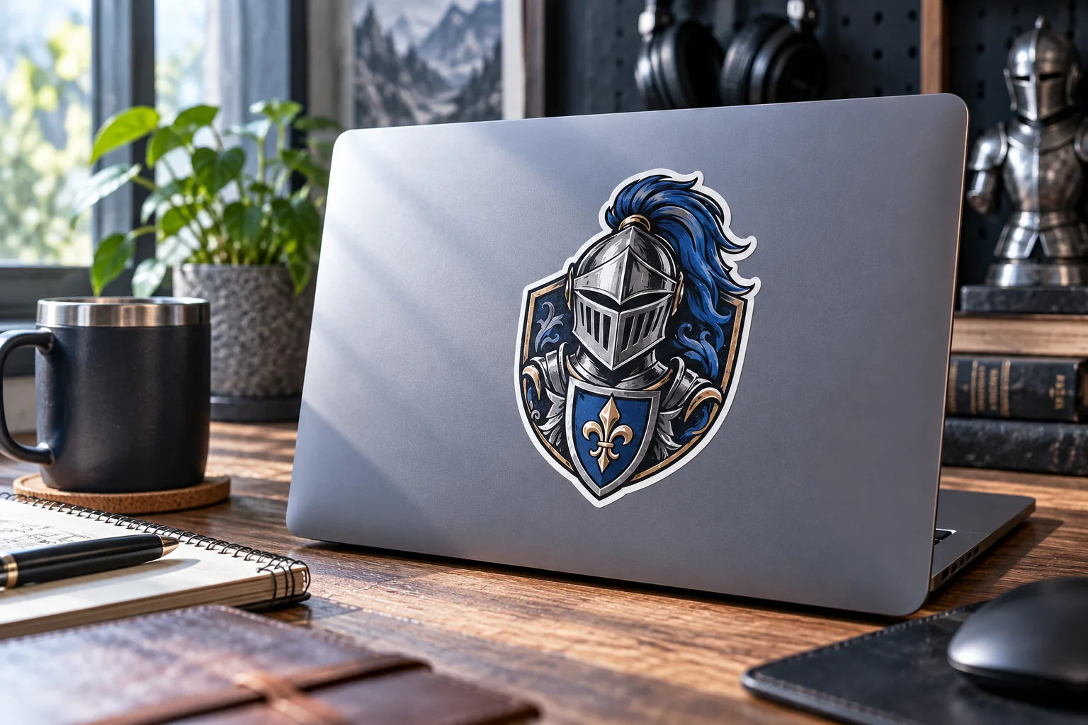 Illustrative Knight Stickers vinyl application in a realistic separate close-up lifestyle scene.