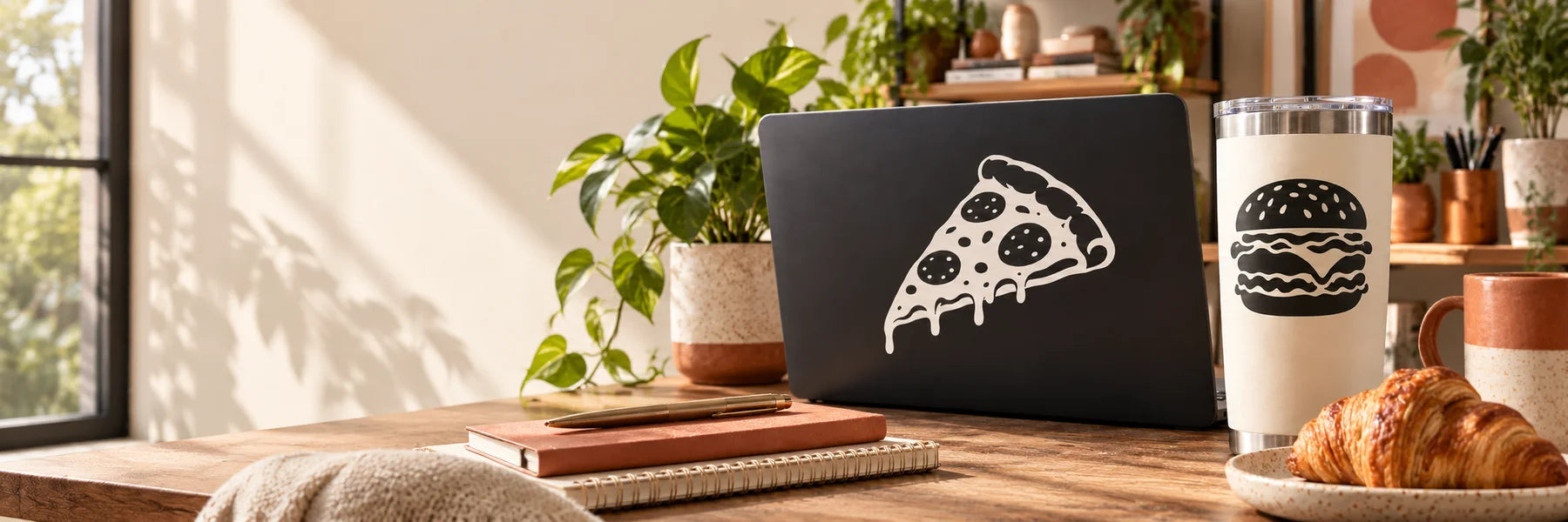 Illustrative Food Decals vinyl application in a realistic panoramic lifestyle scene.