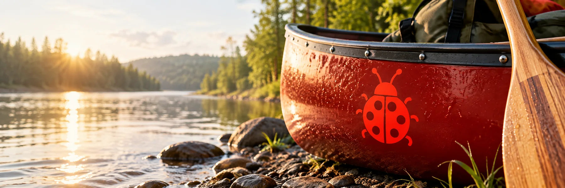 Illustrative Lady Bug Decals vinyl application in a realistic panoramic lifestyle scene.