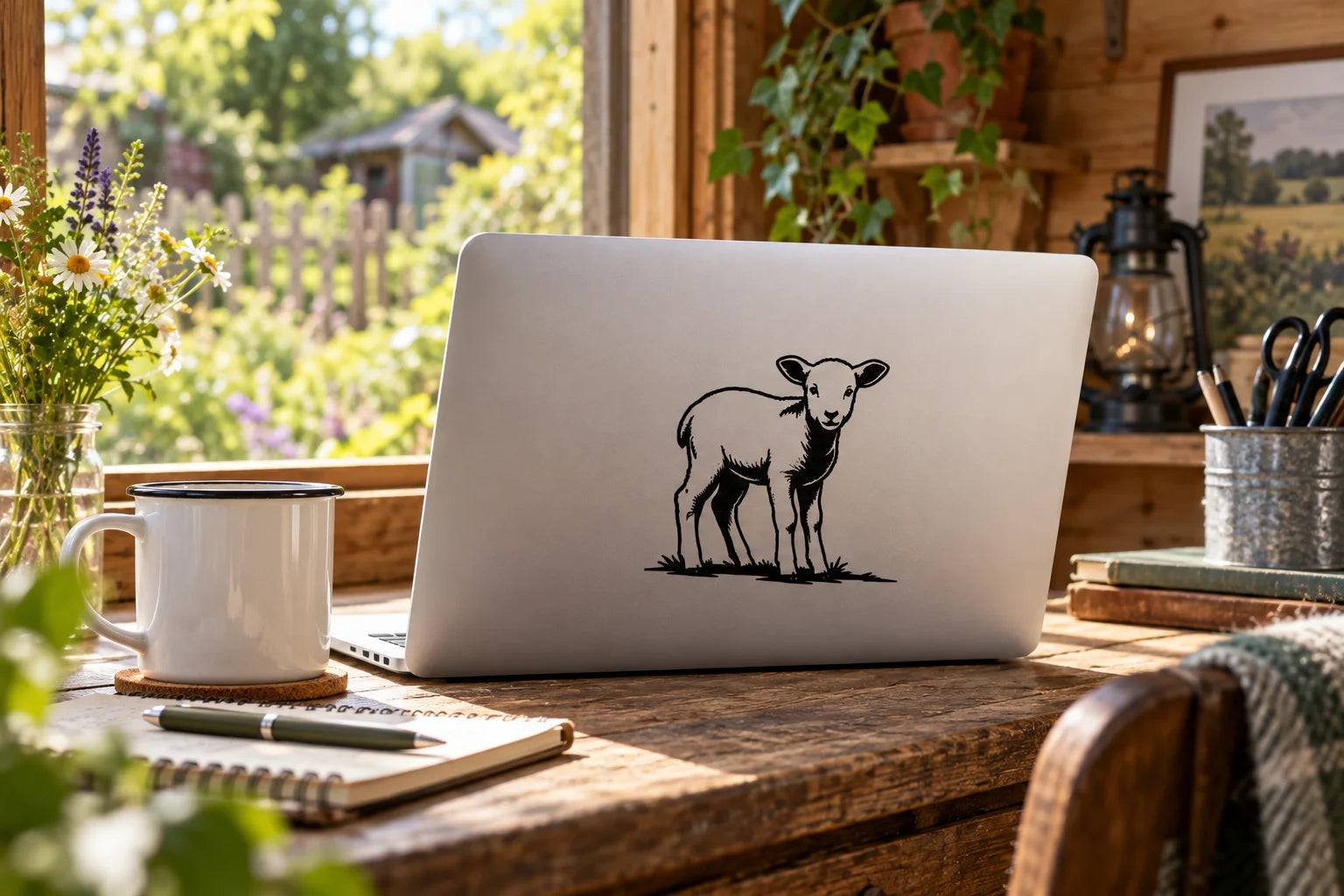 Illustrative Lamb Decals vinyl application in a realistic separate close-up lifestyle scene.