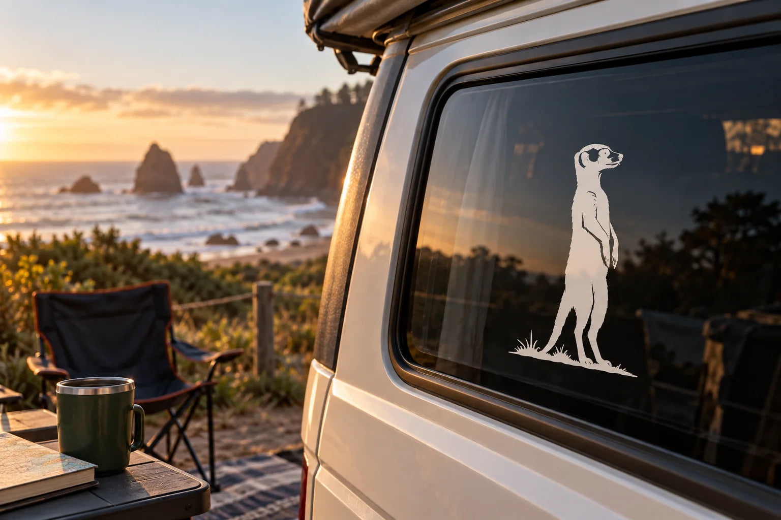 Illustrative Meerkat Decals vinyl application in a realistic separate close-up lifestyle scene.