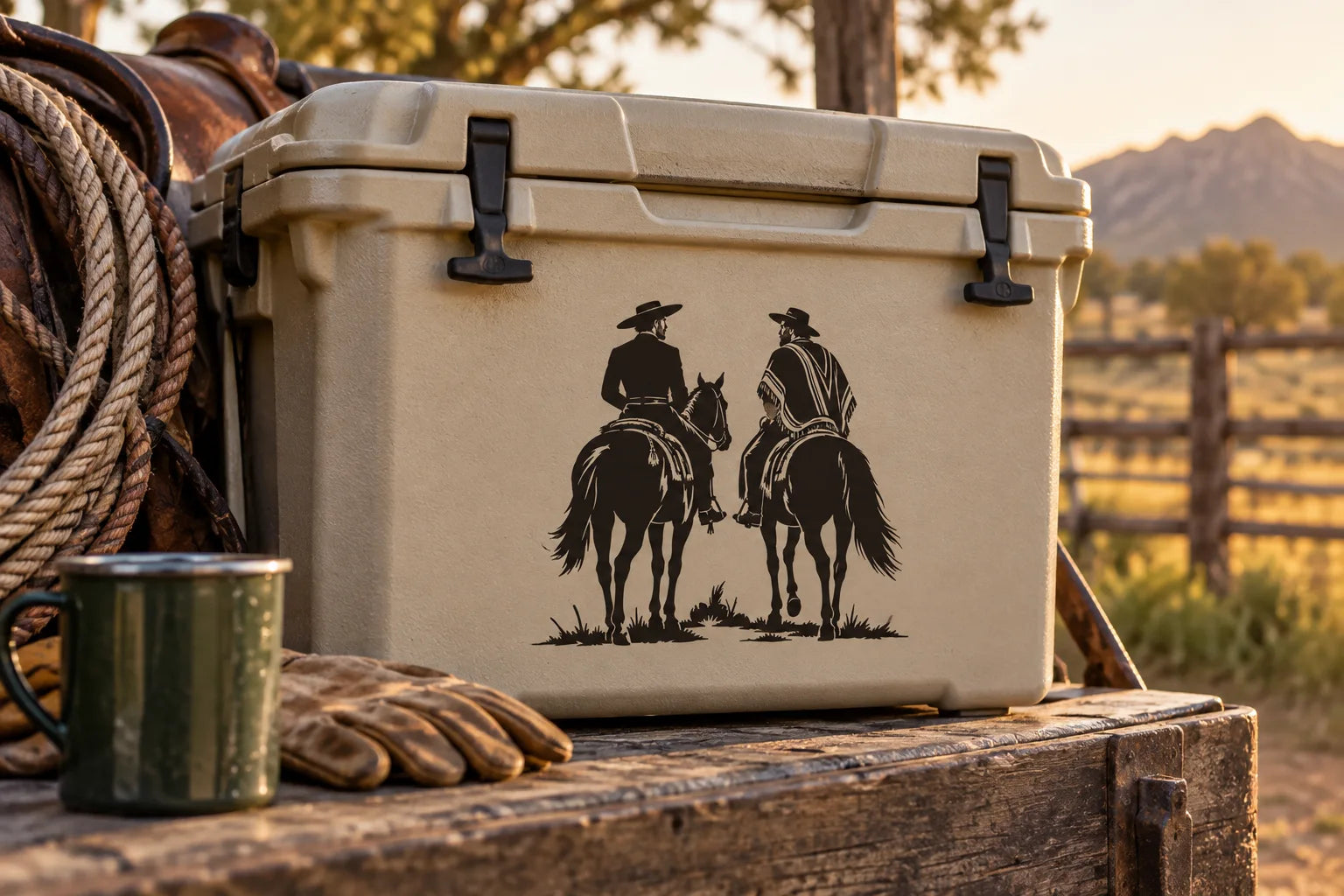 Illustrative Caballero & Gaucho Decals vinyl application in a realistic separate close-up lifestyle scene.