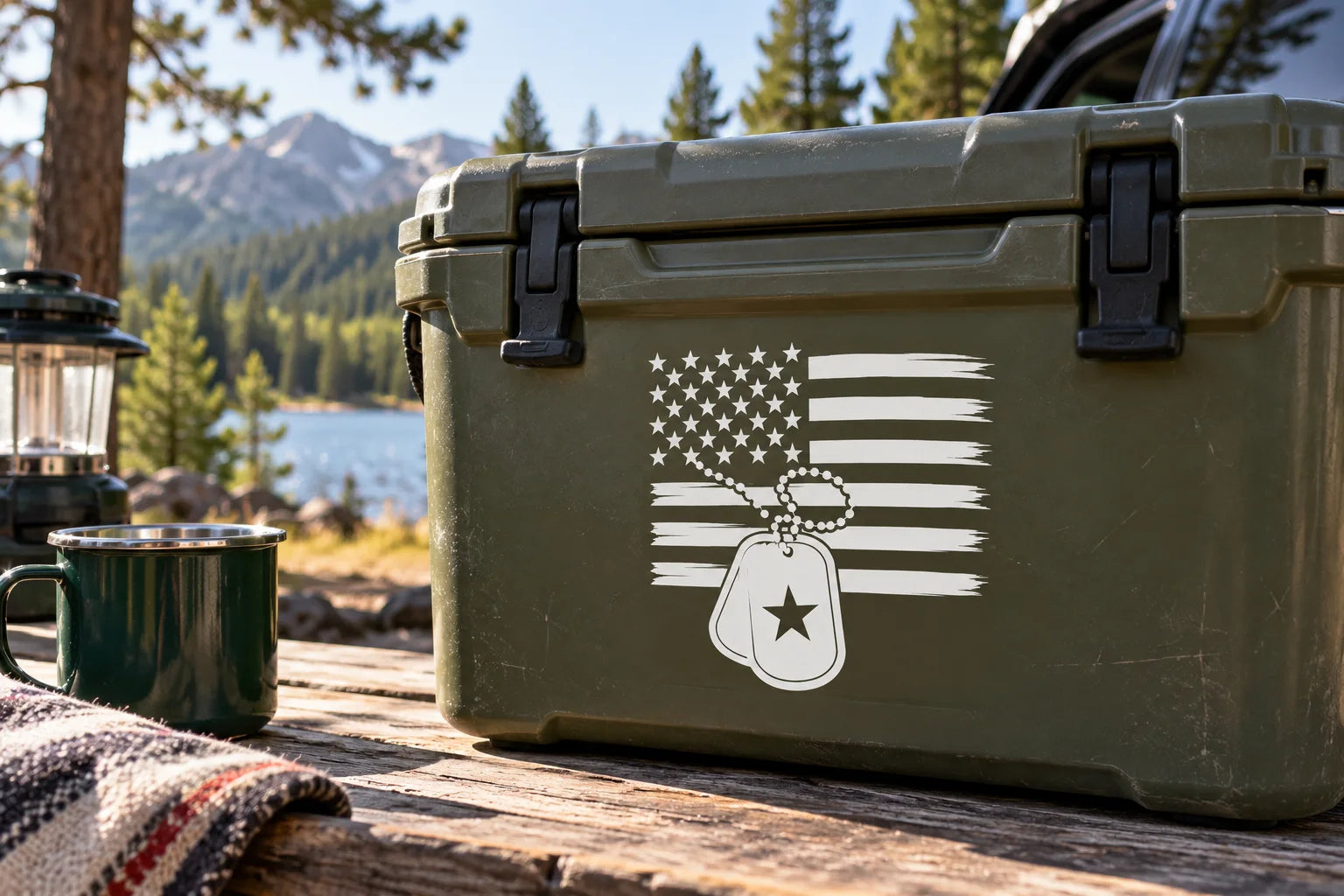 Illustrative Military Decals vinyl application in a realistic separate close-up lifestyle scene.