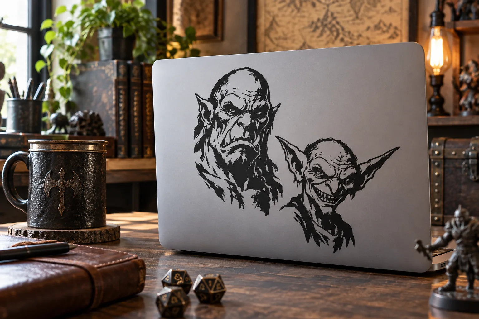 Illustrative Goblin and Orc Decals vinyl application in a realistic separate close-up lifestyle scene.