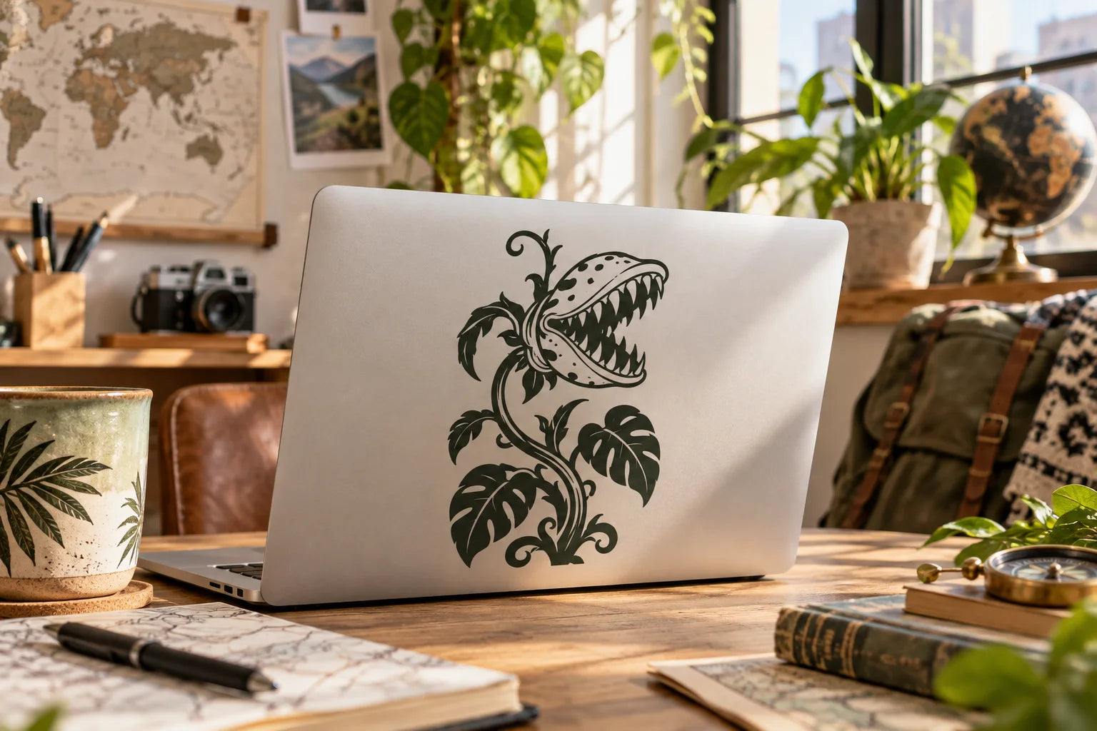 Illustrative Monster Flower Decals vinyl application in a realistic separate close-up lifestyle scene.