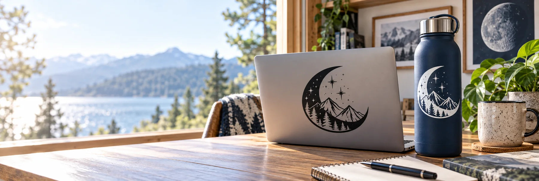 Illustrative Moon Decals vinyl application in a realistic panoramic lifestyle scene.