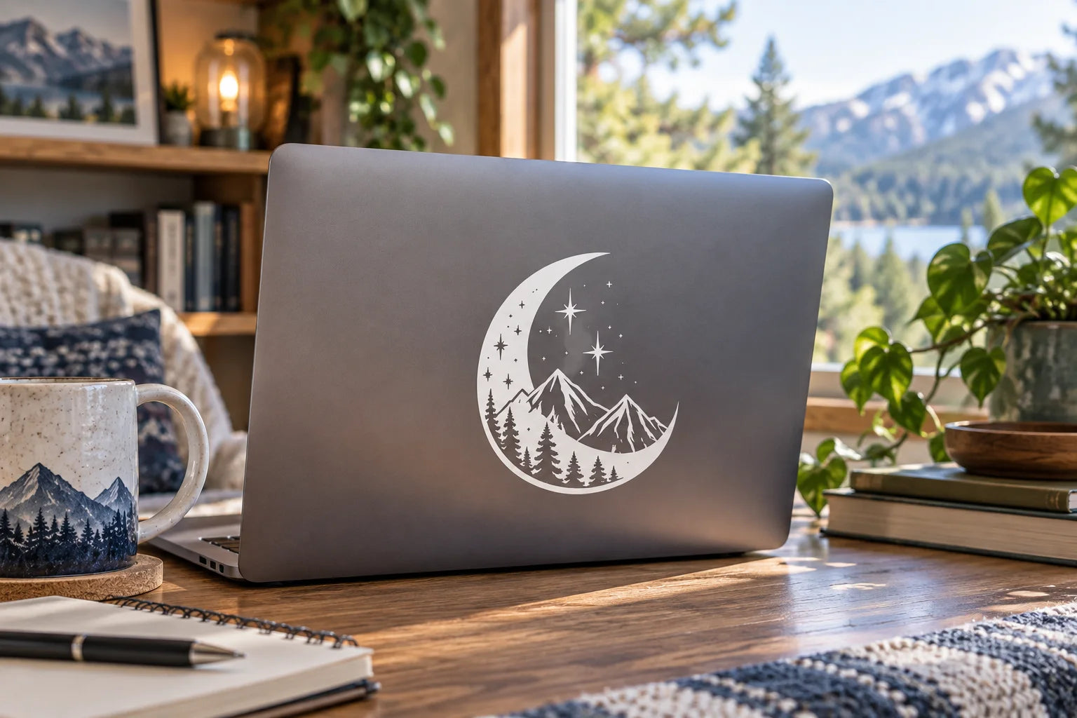 Illustrative Moon Decals vinyl application in a realistic separate close-up lifestyle scene.