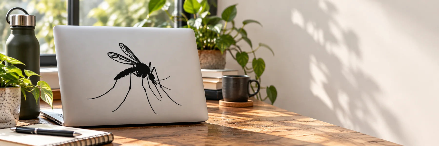 Illustrative Mosquito Decals vinyl application in a realistic panoramic lifestyle scene.