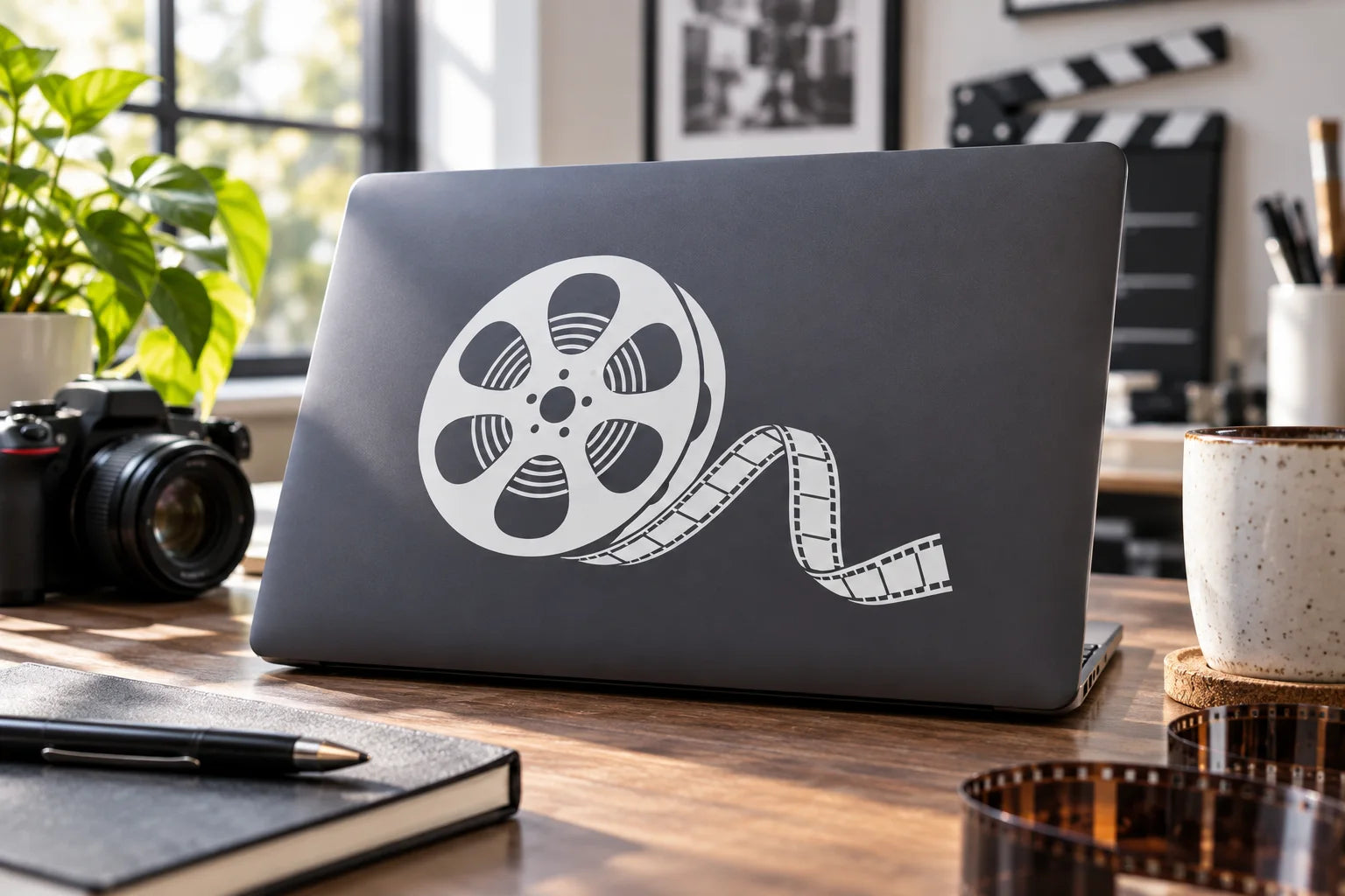 Illustrative Movie Film Decals vinyl application in a realistic separate close-up lifestyle scene.
