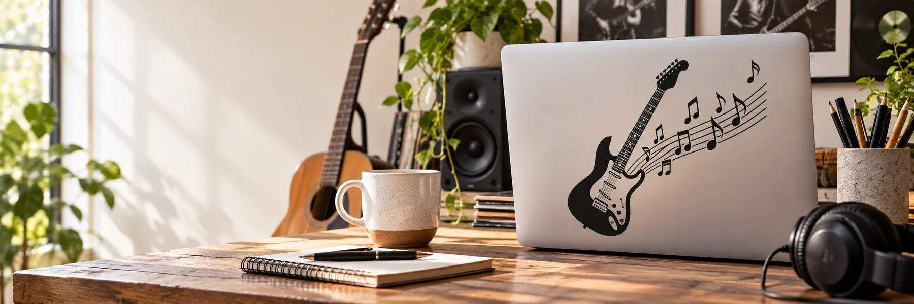 Illustrative Music Decals vinyl application in a realistic panoramic lifestyle scene.