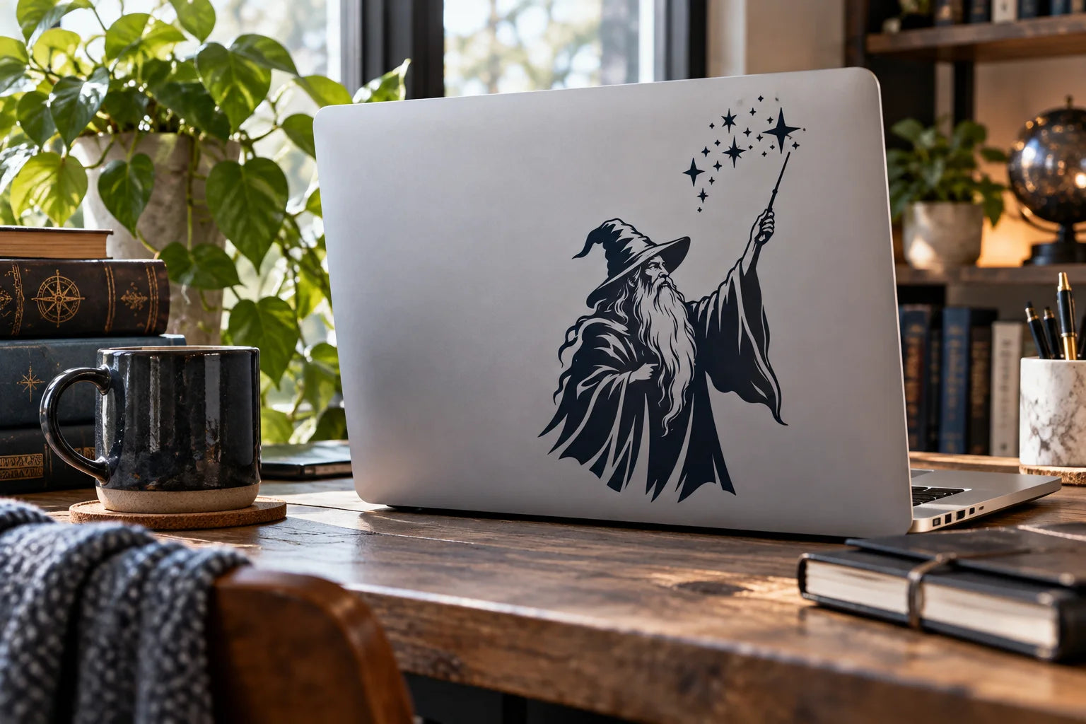 Illustrative Wizard Decals vinyl application in a realistic separate close-up lifestyle scene.
