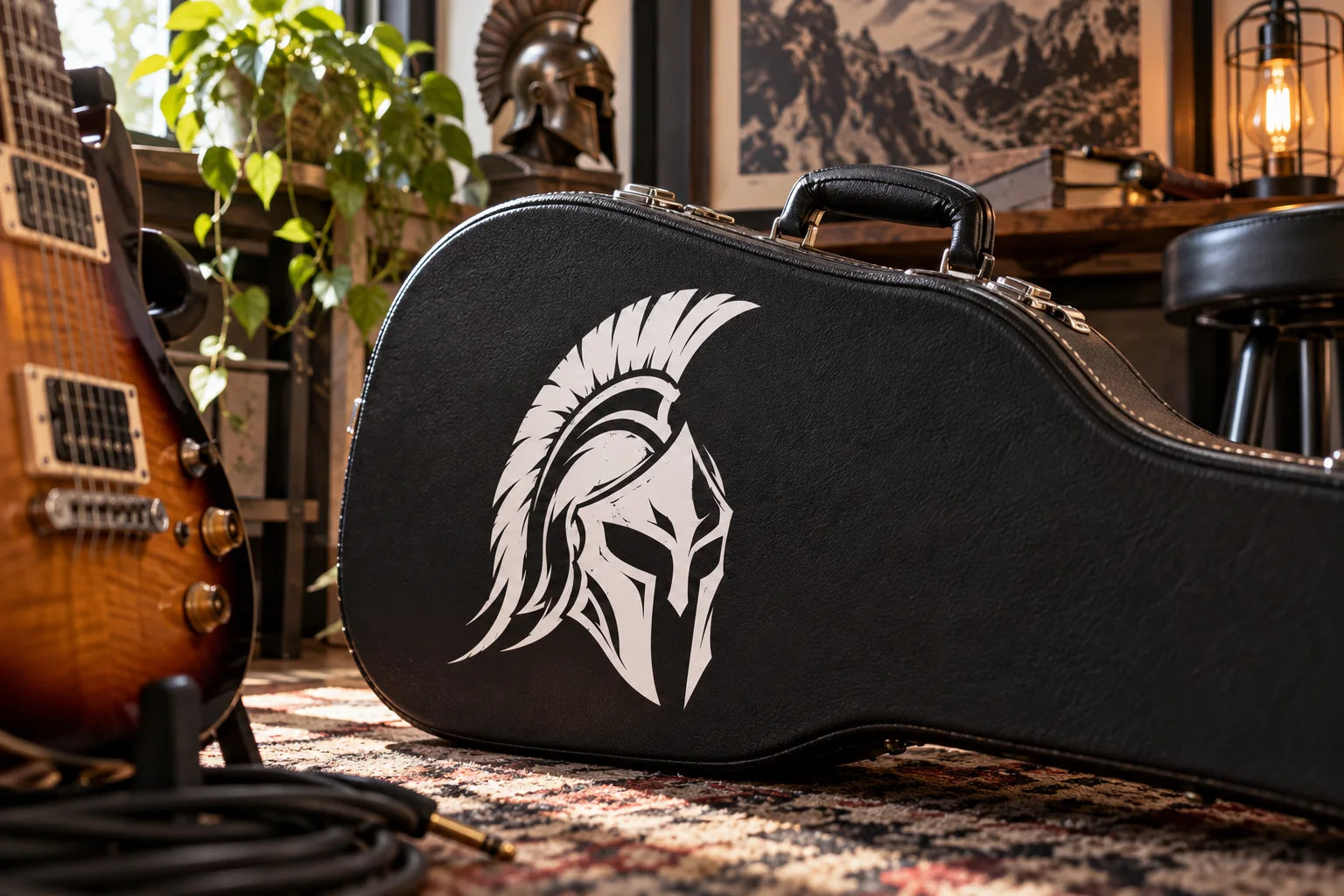 Illustrative Mythical Warrior Decals vinyl application in a realistic separate close-up lifestyle scene.