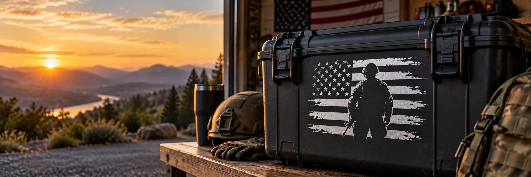 Illustrative National Guard Decals vinyl application in a realistic panoramic lifestyle scene.