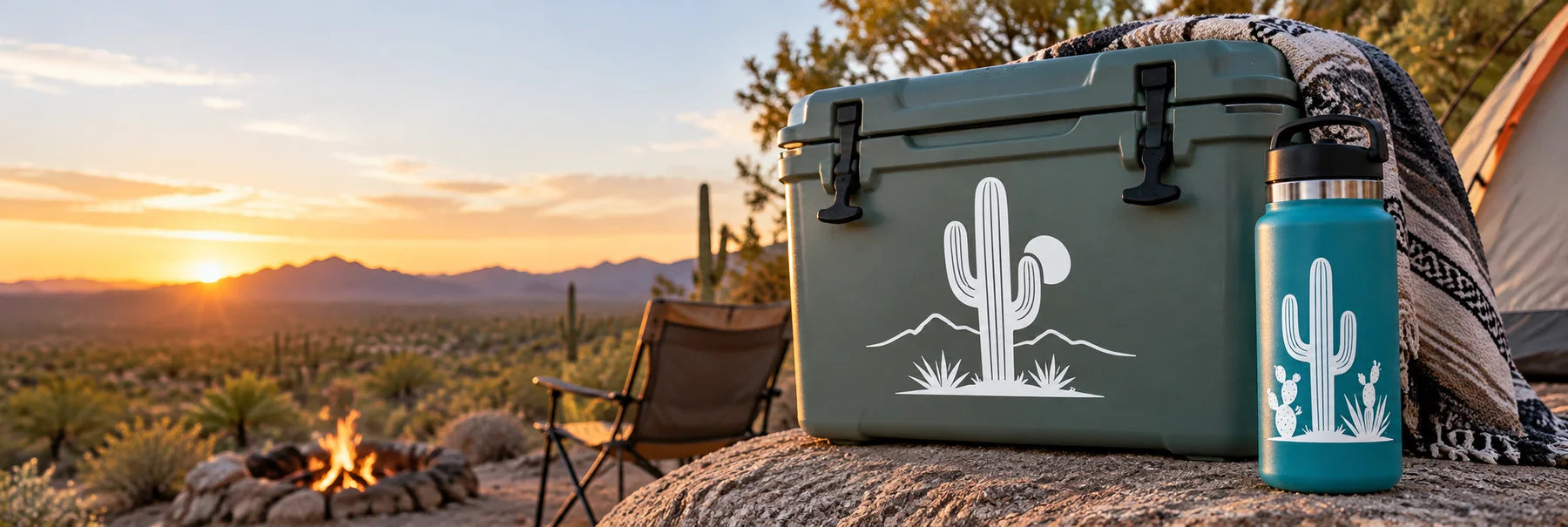 Illustrative Cactus Decals vinyl application in a realistic panoramic lifestyle scene.