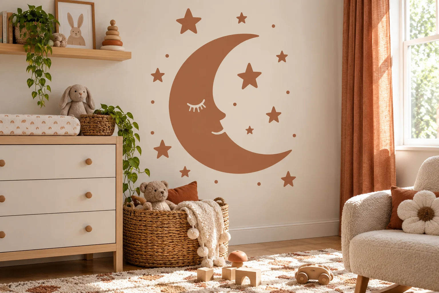 Illustrative Nursery Room Decals vinyl application in a realistic separate close-up lifestyle scene.