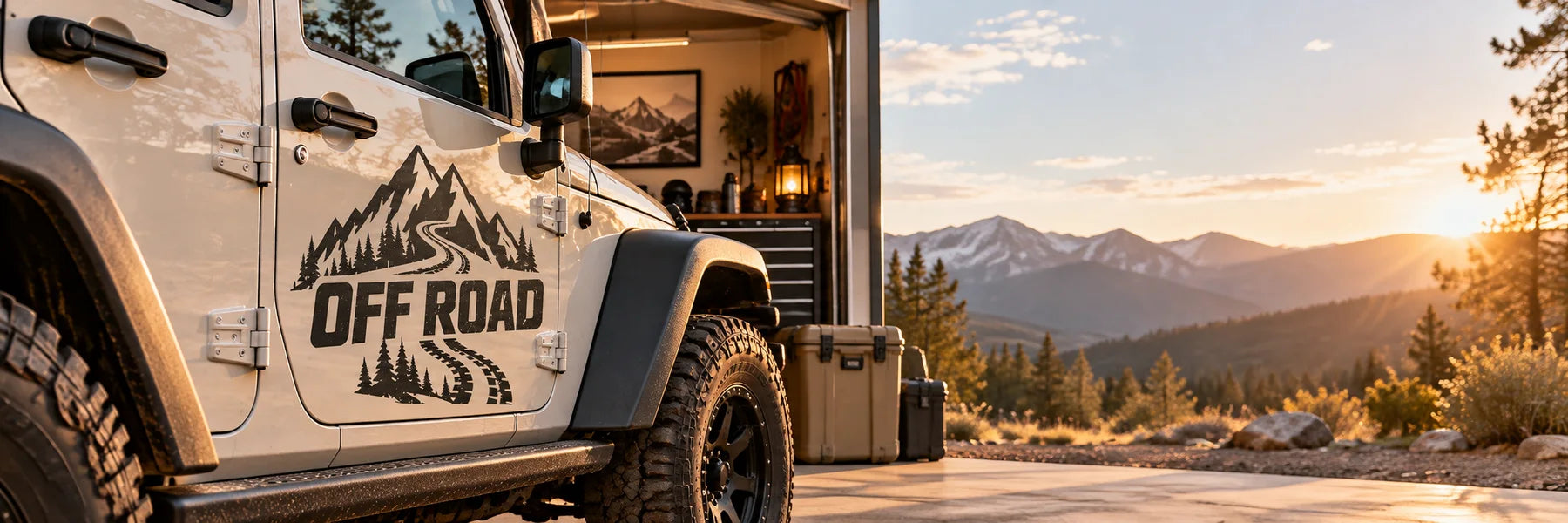 Illustrative Off Road Decals vinyl application in a realistic panoramic lifestyle scene.