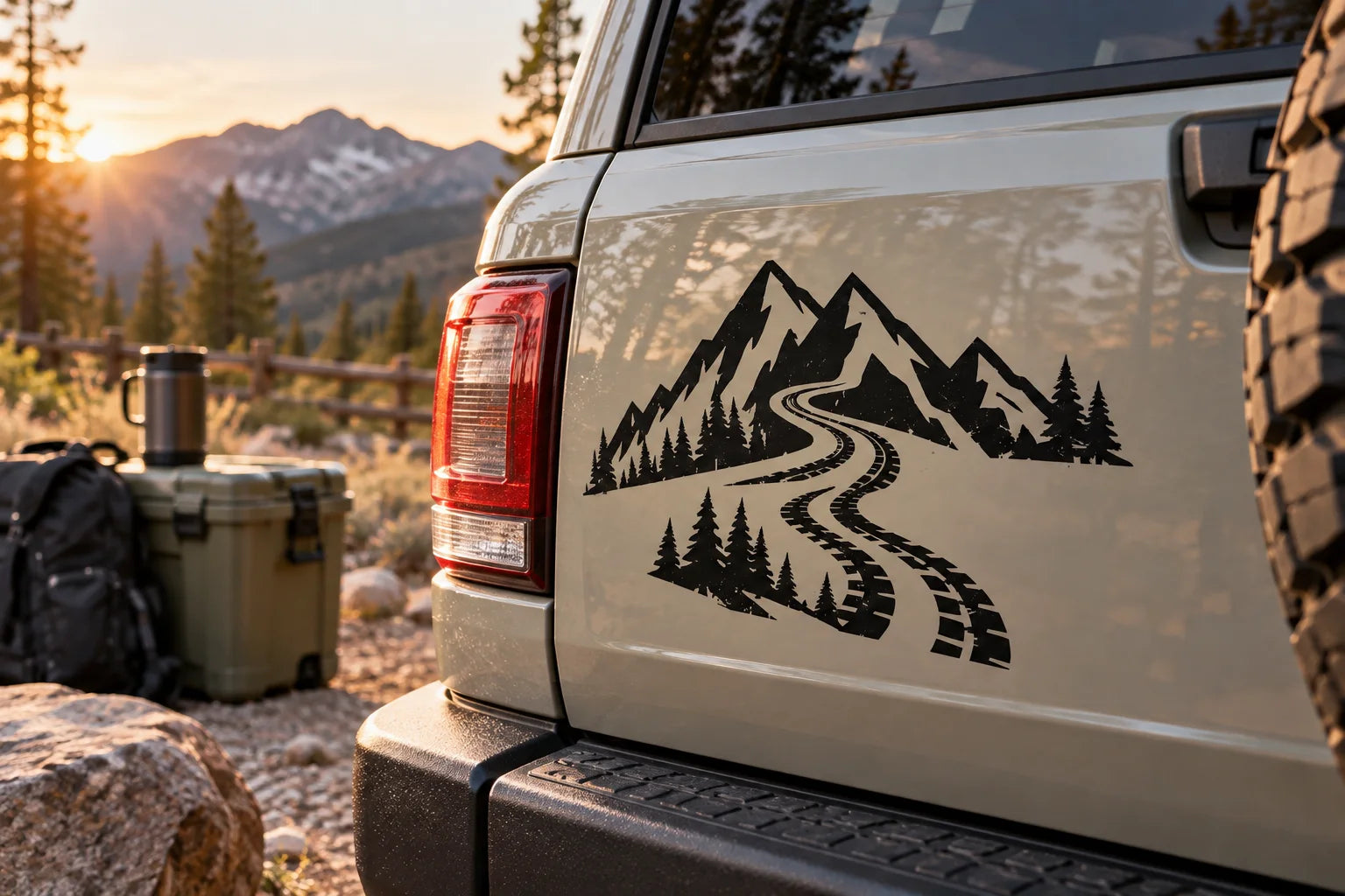 Illustrative Off Road Decals vinyl application in a realistic separate close-up lifestyle scene.