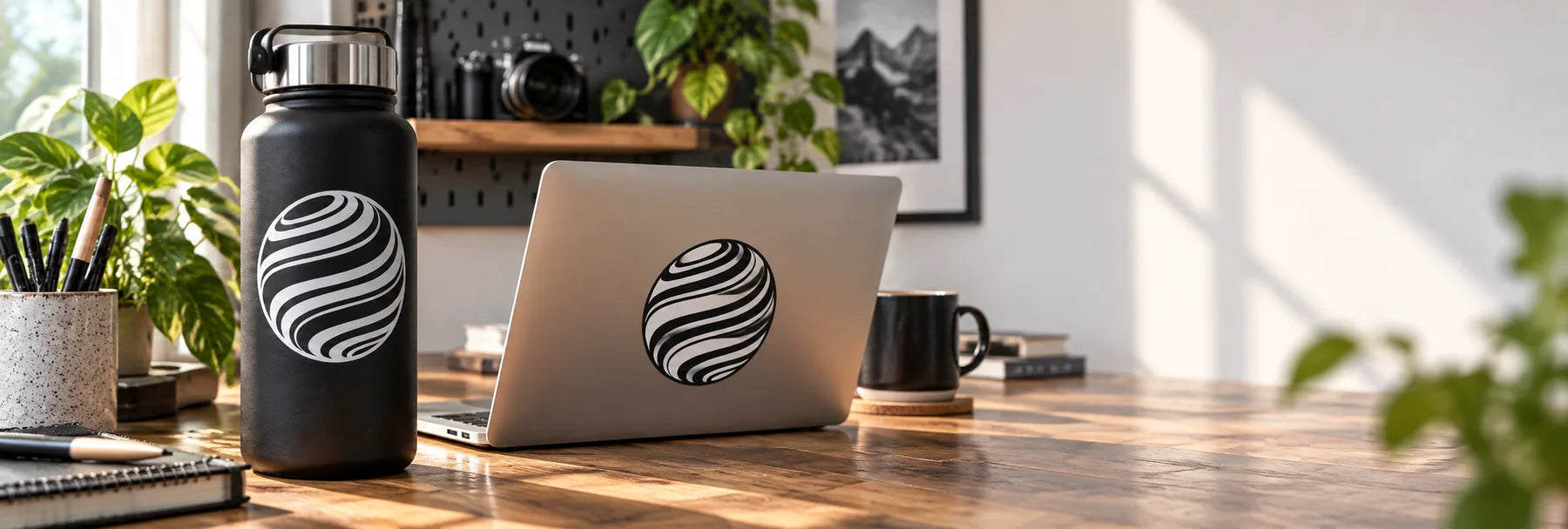 Illustrative Orb Decals vinyl application in a realistic panoramic lifestyle scene.
