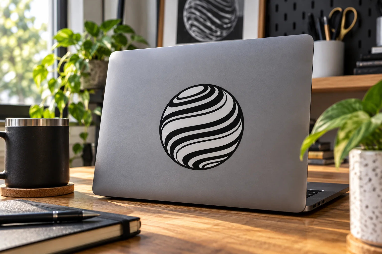 Illustrative Orb Decals vinyl application in a realistic separate close-up lifestyle scene.