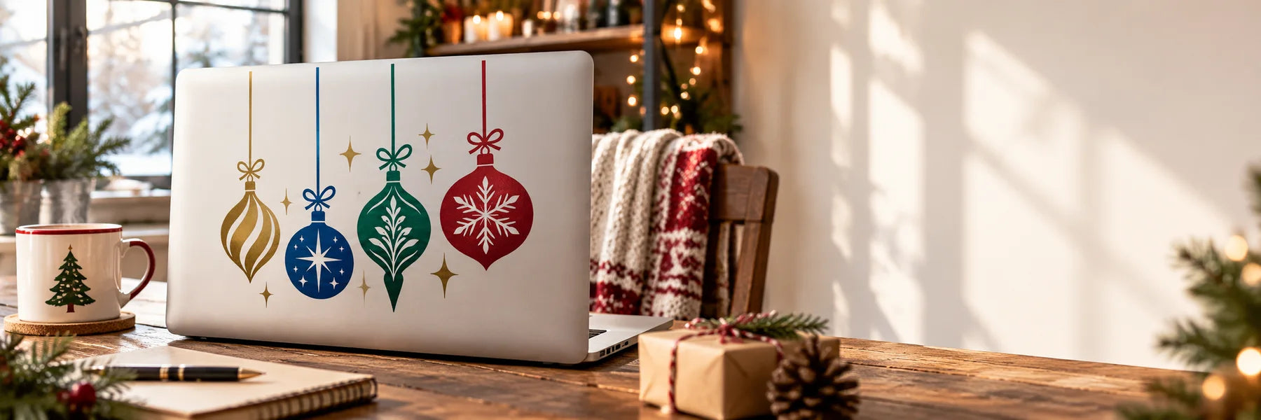 Illustrative Ornament Decals vinyl application in a realistic panoramic lifestyle scene.