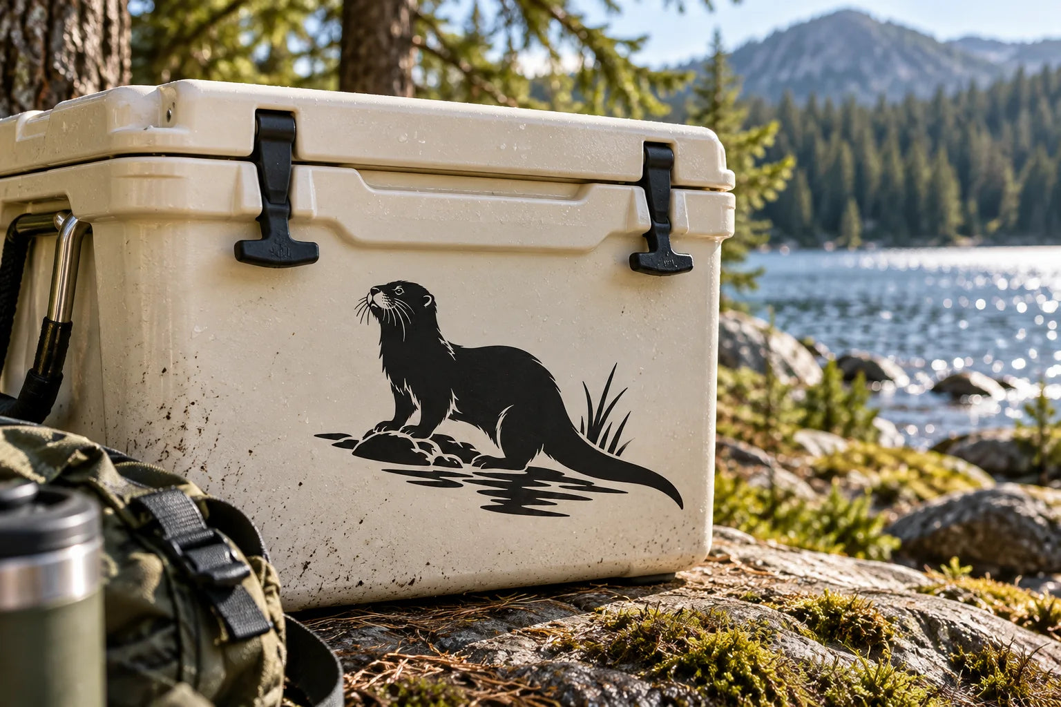 Illustrative Otter Decals vinyl application in a realistic separate close-up lifestyle scene.