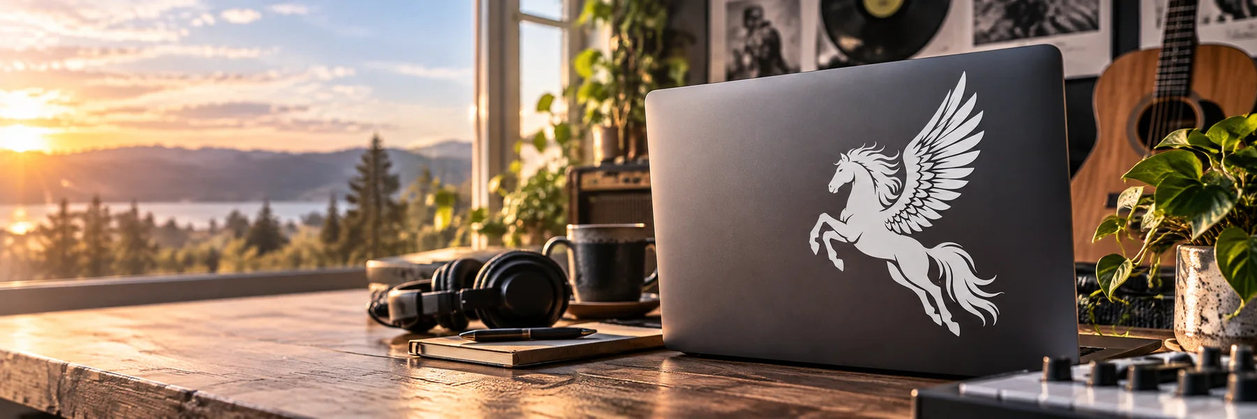 Illustrative Pegasus Decals vinyl application in a realistic panoramic lifestyle scene.