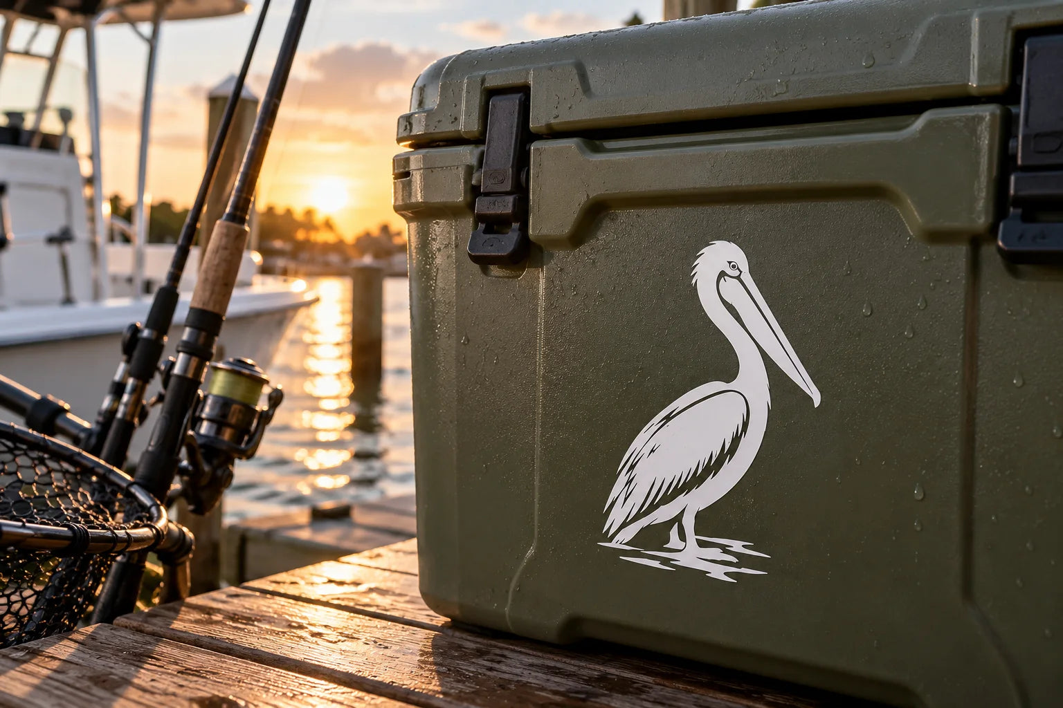 Illustrative Pelican Decals vinyl application in a realistic separate close-up lifestyle scene.