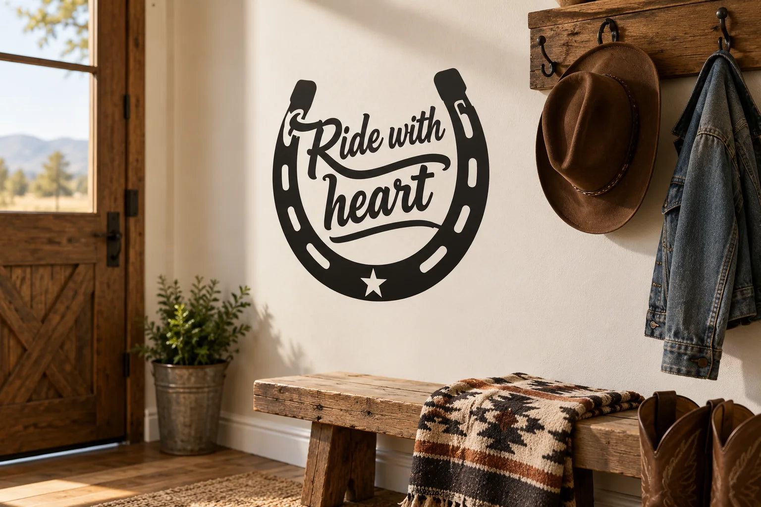 Illustrative Cowboy Quote Decals vinyl application in a realistic separate close-up lifestyle scene.