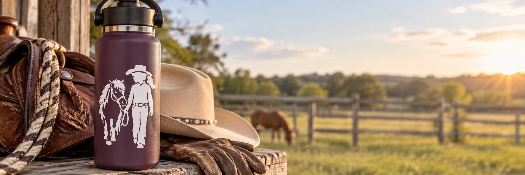 Illustrative Cowgirl Kid Decals vinyl application in a realistic panoramic lifestyle scene.