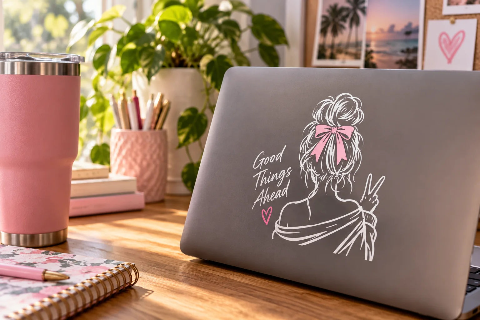 Illustrative Girl Decals vinyl application in a realistic separate close-up lifestyle scene.