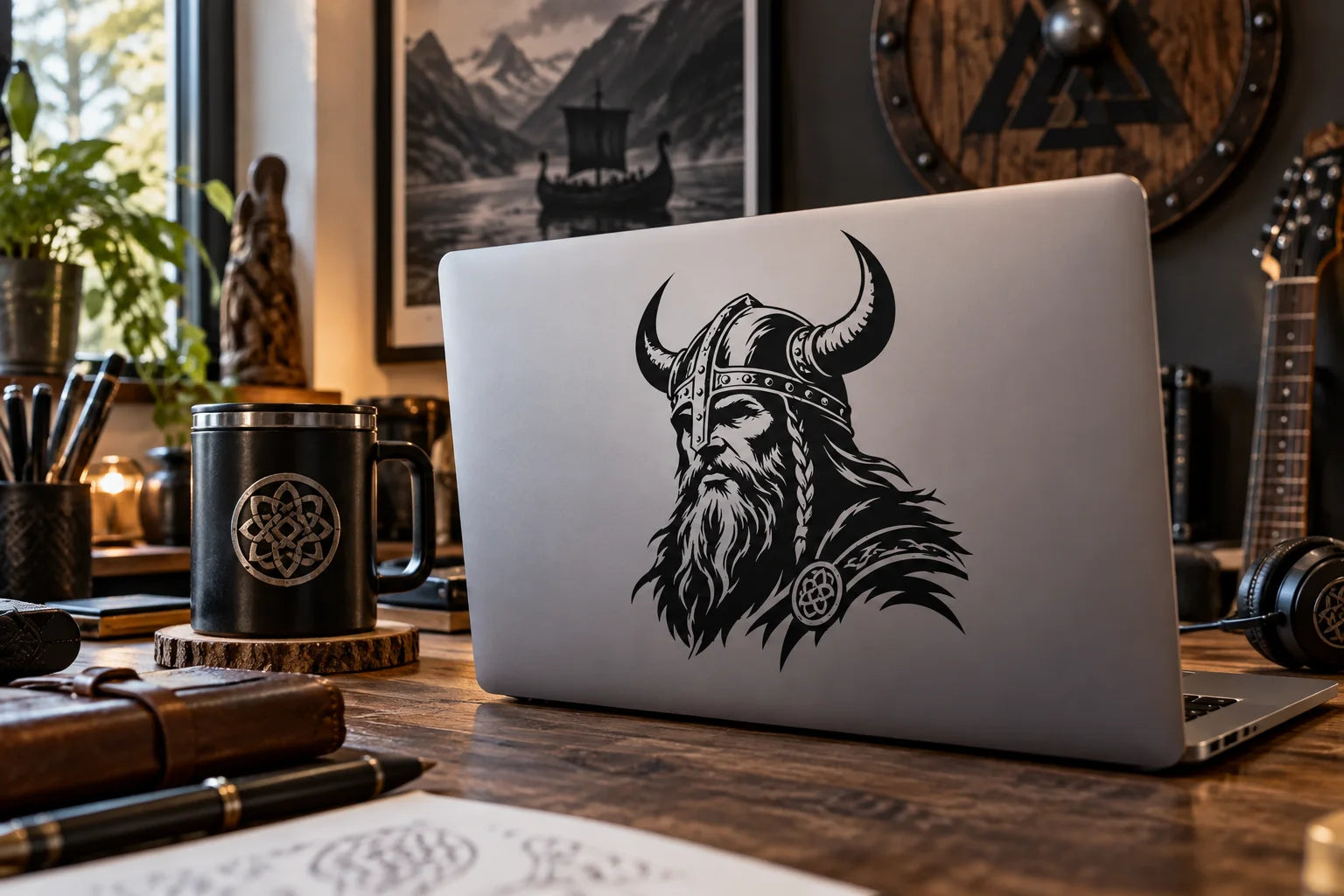 Illustrative Viking Decals vinyl application in a realistic separate close-up lifestyle scene.