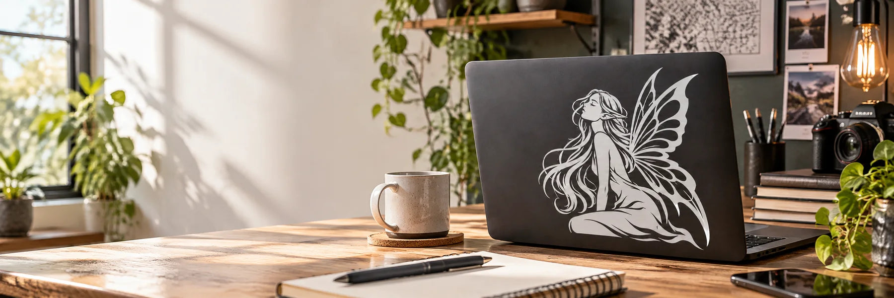 Illustrative Fantasy Girl Decals vinyl application in a realistic panoramic lifestyle scene.