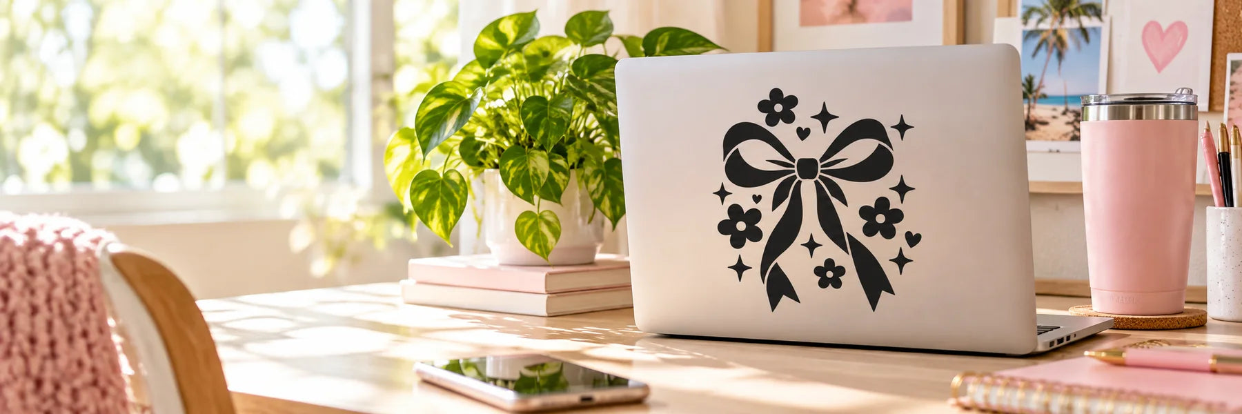 Illustrative Girls Gift Decals vinyl application in a realistic panoramic lifestyle scene.