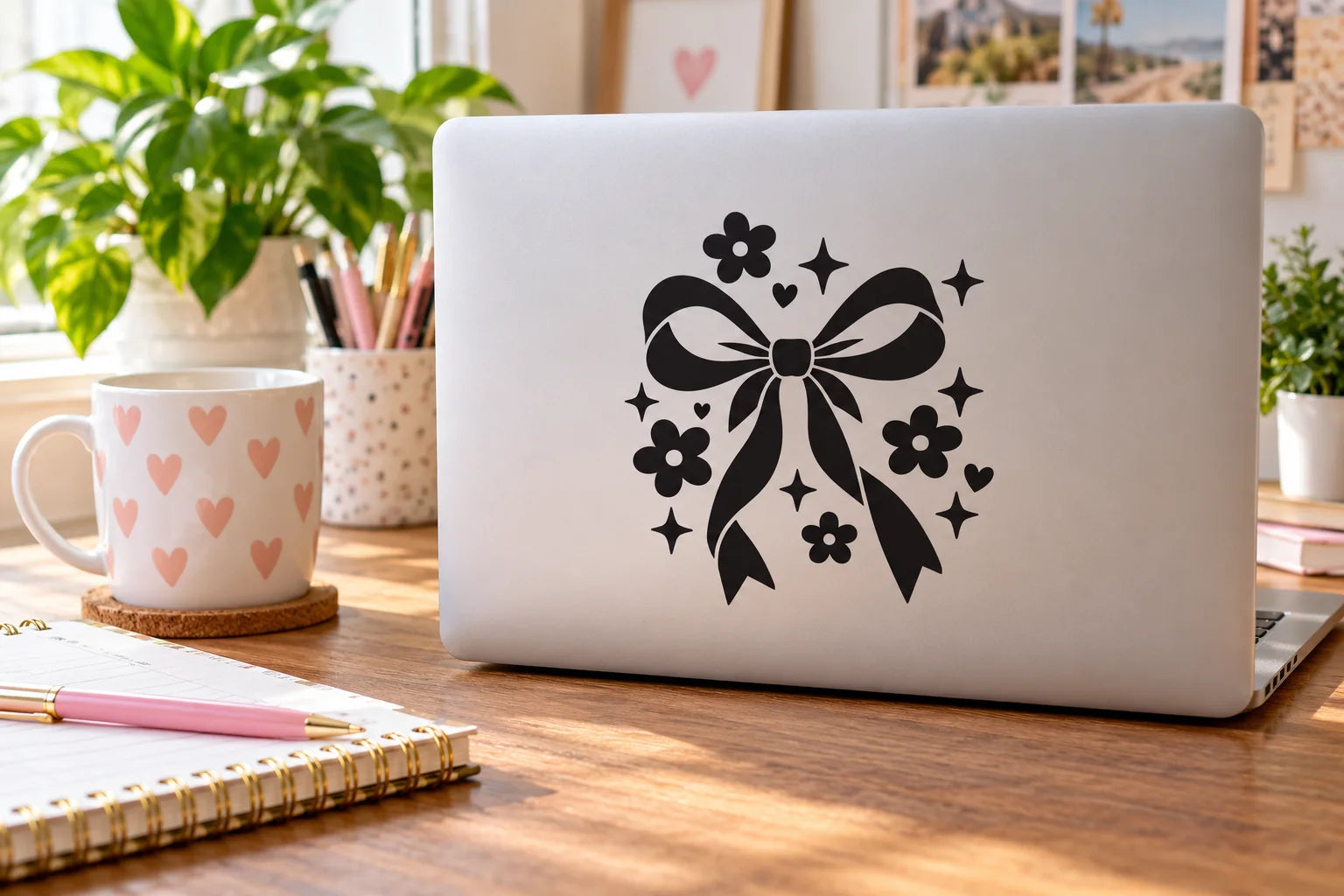Illustrative Girls Gift Decals vinyl application in a realistic separate close-up lifestyle scene.