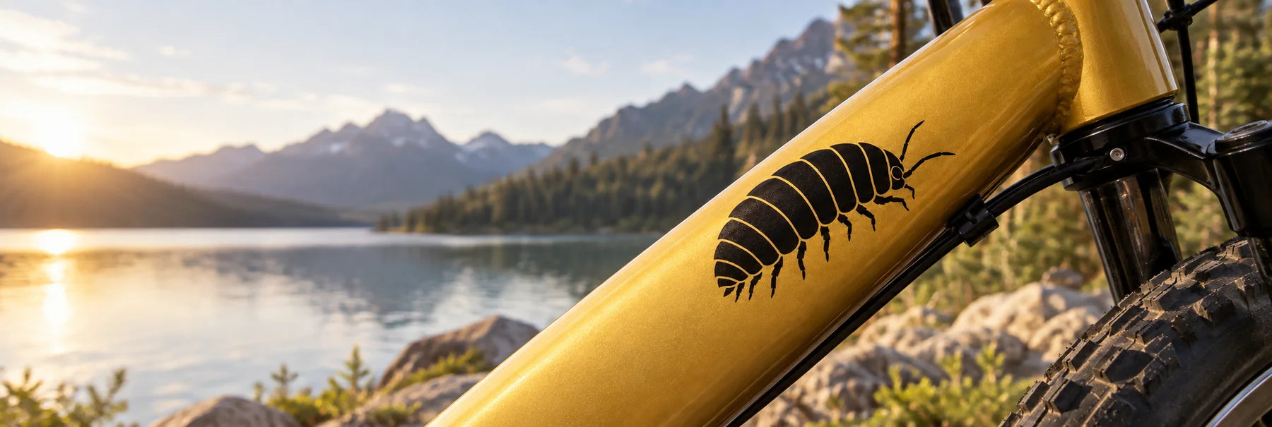 Illustrative Pill Bug Decals vinyl application in a realistic panoramic lifestyle scene.