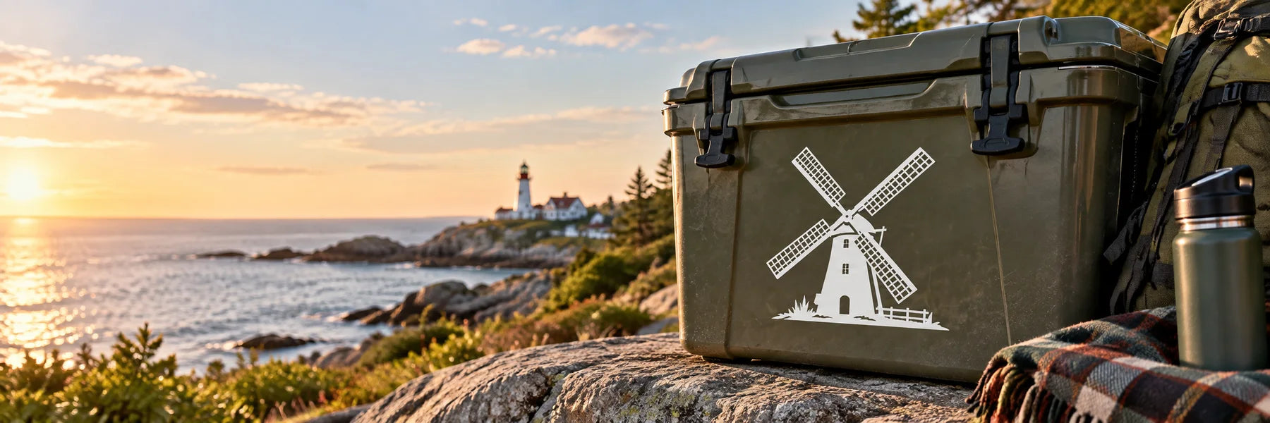 Illustrative Windmill Decals vinyl application in a realistic panoramic lifestyle scene.