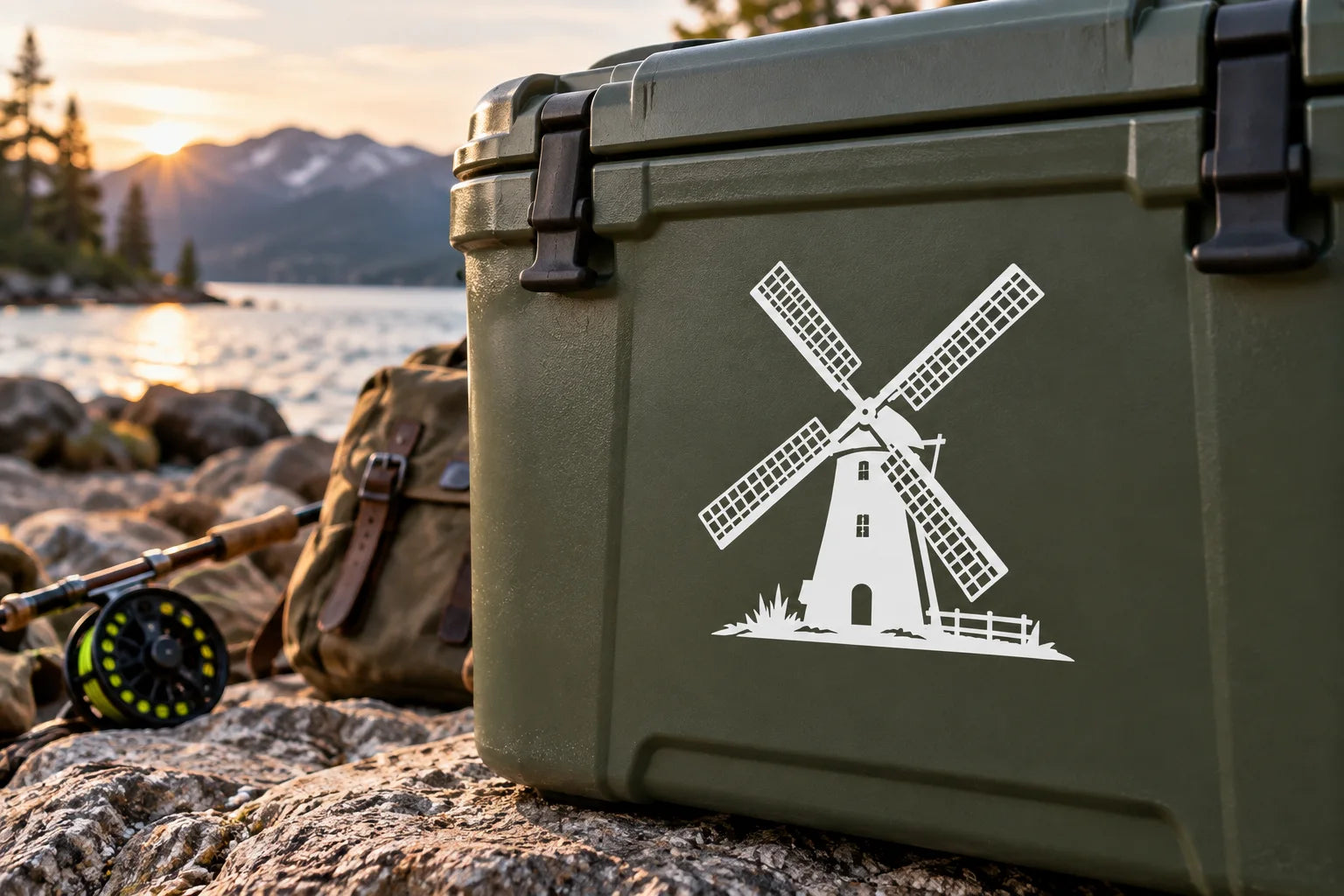 Illustrative Windmill Decals vinyl application in a realistic separate close-up lifestyle scene.