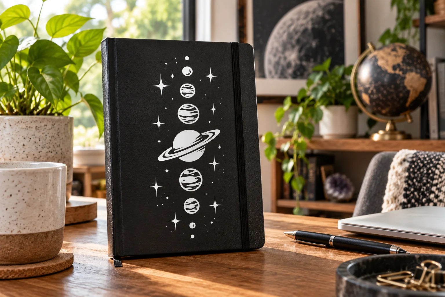 Illustrative Planets and Stars Decals vinyl application in a realistic separate close-up lifestyle scene.
