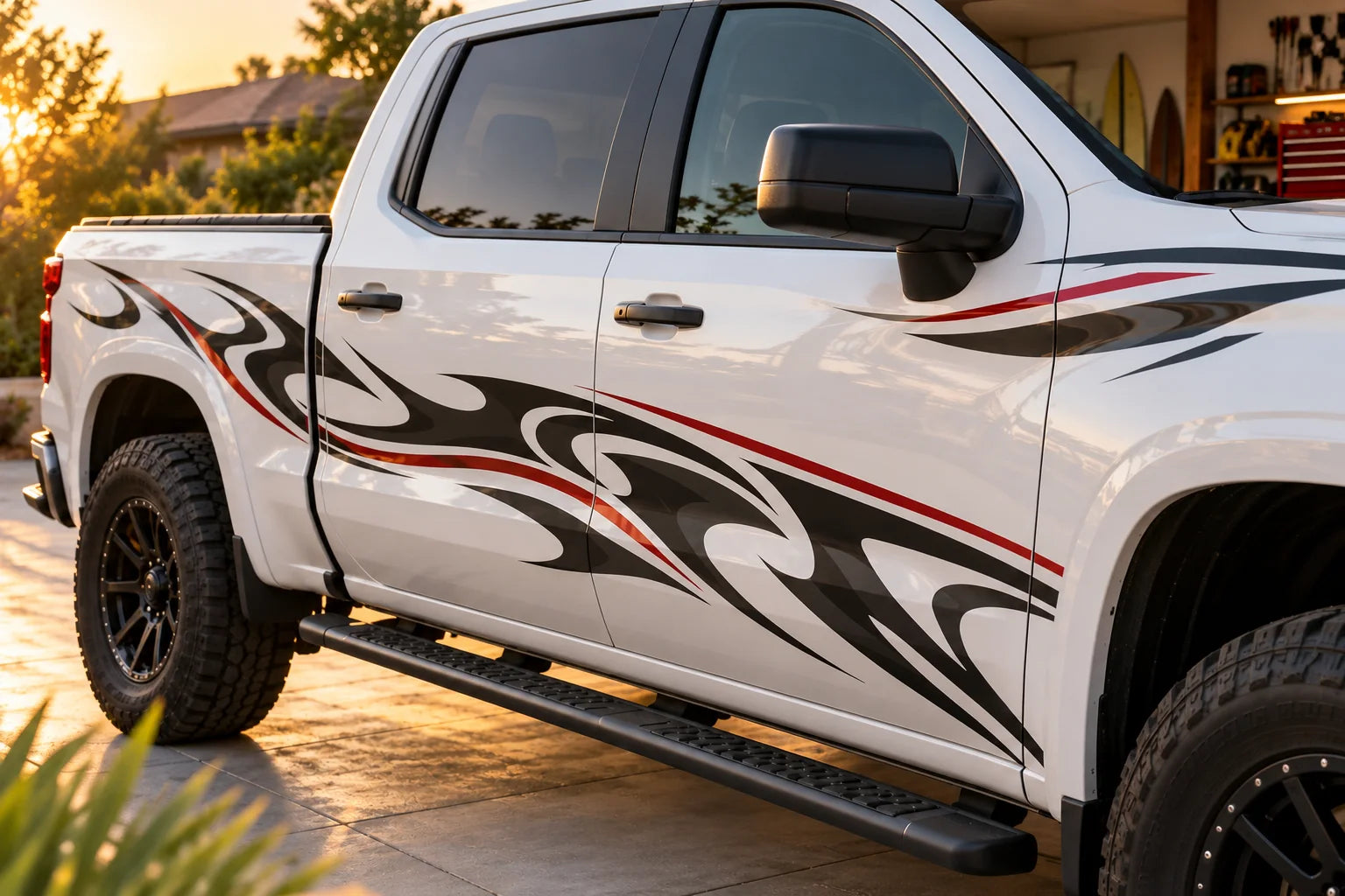 Illustrative Graphics Decals vinyl application in a realistic separate close-up lifestyle scene.