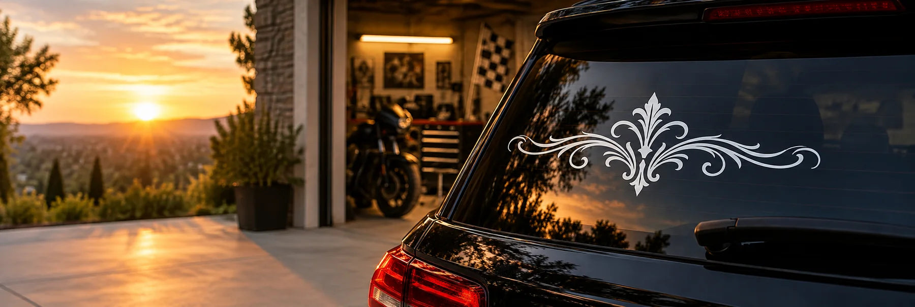 Illustrative Vignette Decals vinyl application in a realistic panoramic lifestyle scene.