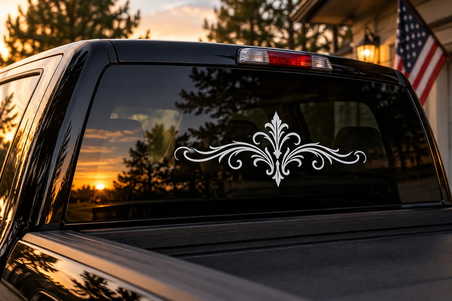 Illustrative Vignette Decals vinyl application in a realistic separate close-up lifestyle scene.