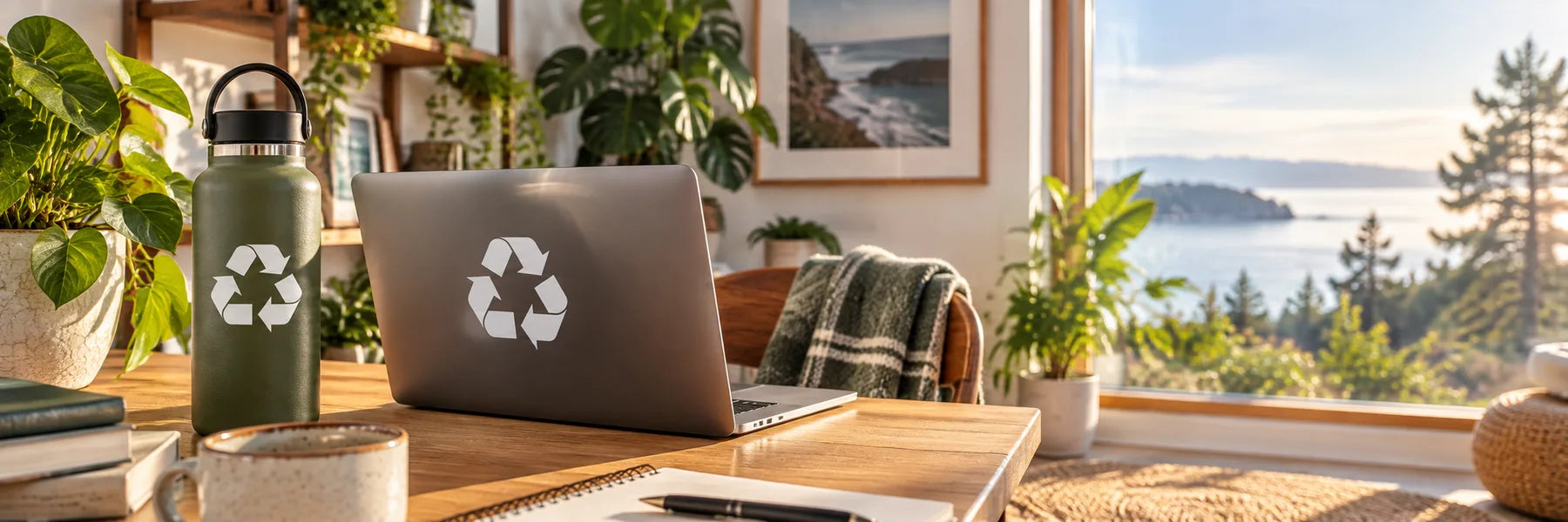 Illustrative Recycle Decals vinyl application in a realistic panoramic lifestyle scene.